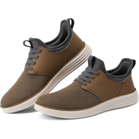 ⚡VILOCY Men's Brown Fashion Dress Oxfords Business Mesh Breathable Sneakers - Picture 8 of 9